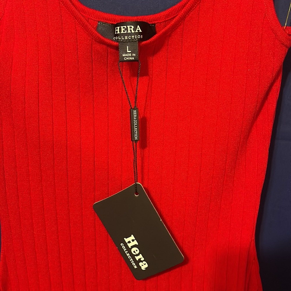 RIBBED RED DRESS - Picture 5 of 6